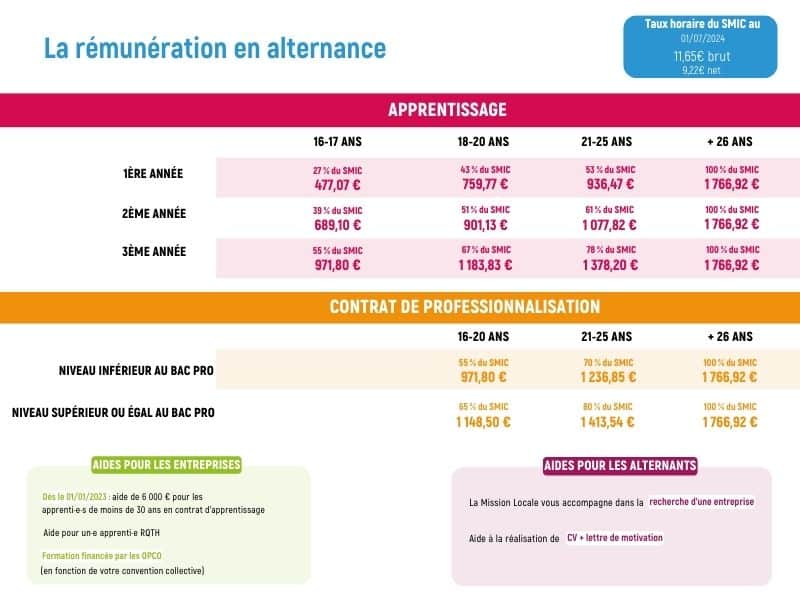 la rémunération en alternance présentation tableau